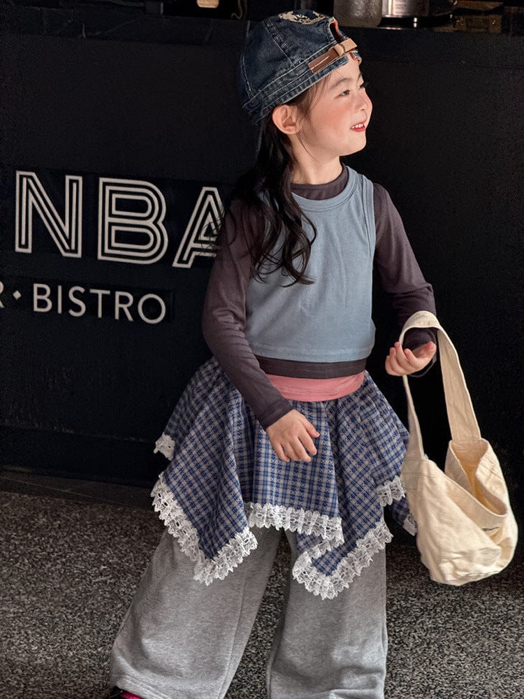 長袖Tシャツ フェイクスリーピースコントラストカラー長袖Tシャツ【mh0010589】