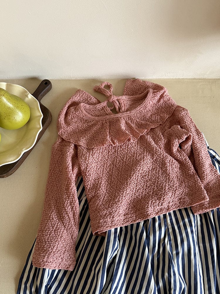 長袖Tシャツ ラッフルフリル襟長袖Tシャツ【mh0010593】