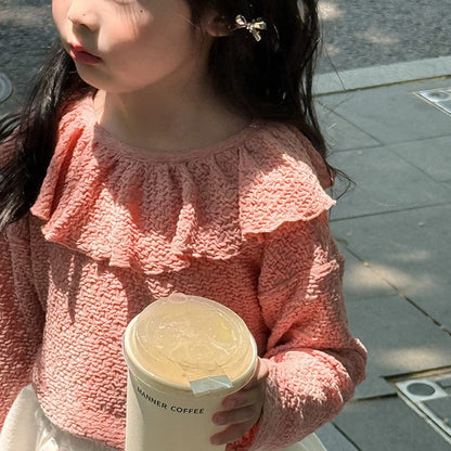 長袖Tシャツ ラッフルフリル襟長袖Tシャツ【mh0010593】