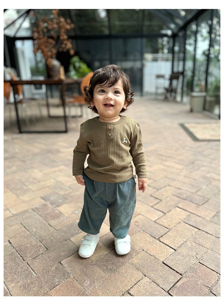 長袖Tシャツ 木馬ワンポイント刺繍長袖Tシャツ【mh0010738】