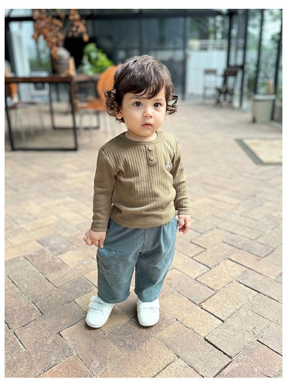 長袖Tシャツ 木馬ワンポイント刺繍長袖Tシャツ【mh0010738】