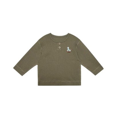 長袖Tシャツ 木馬ワンポイント刺繍長袖Tシャツ【mh0010738】