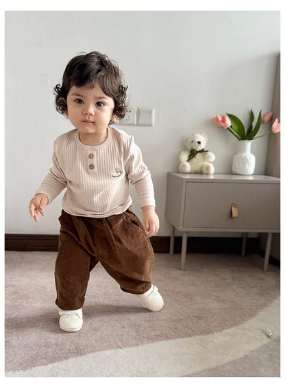 長袖Tシャツ 木馬ワンポイント刺繍長袖Tシャツ【mh0010738】