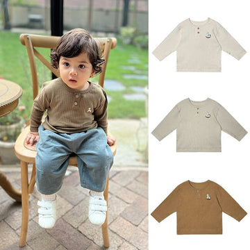 長袖Tシャツ 木馬ワンポイント刺繍長袖Tシャツ【mh0010738】