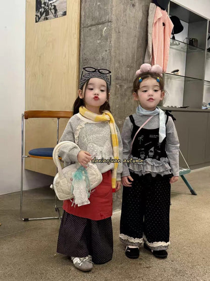 長袖Tシャツ フェイクレイヤードフリルキャミソールドッキング長袖Tシャツ【mh0011024】