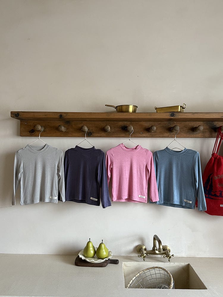 長袖Tシャツ ハイネックシンプルデイリー長袖Tシャツ【mh0011037】