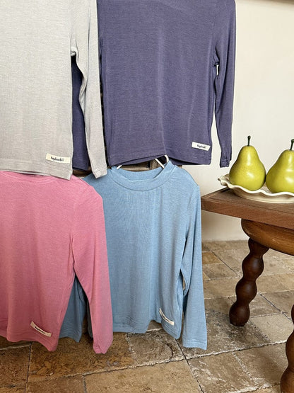 長袖Tシャツ ハイネックシンプルデイリー長袖Tシャツ【mh0011037】