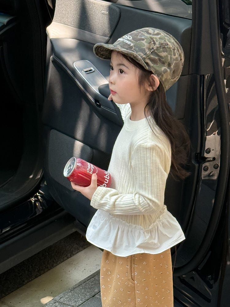 長袖Tシャツ ペプラムフリル長袖Tシャツカットソー【mh0011038】