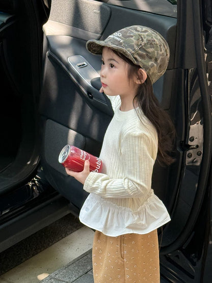 長袖Tシャツ ペプラムフリル長袖Tシャツカットソー【mh0011038】