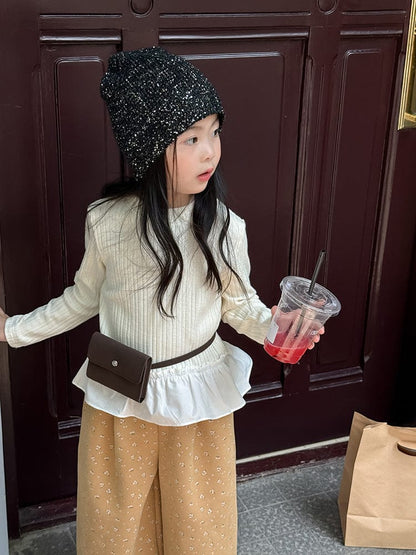 長袖Tシャツ ペプラムフリル長袖Tシャツカットソー【mh0011038】