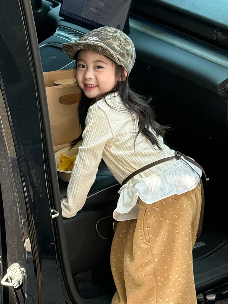 長袖Tシャツ ペプラムフリル長袖Tシャツカットソー【mh0011038】