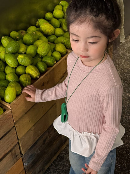 長袖Tシャツ ペプラムフリル長袖Tシャツカットソー【mh0011038】