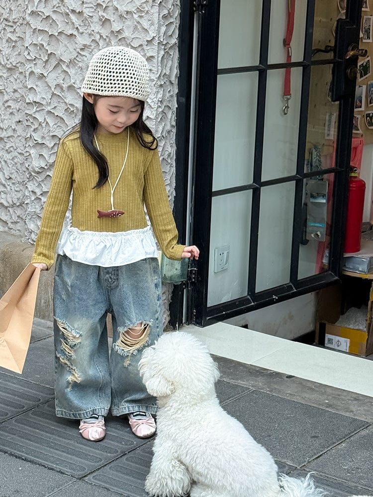 長袖Tシャツ ペプラムフリル長袖Tシャツカットソー【mh0011038】