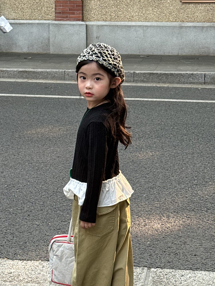 長袖Tシャツ ペプラムフリル長袖Tシャツカットソー【mh0011038】