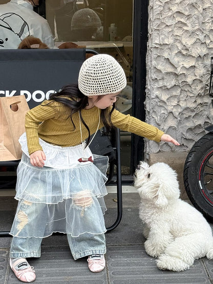 長袖Tシャツ ペプラムフリル長袖Tシャツカットソー【mh0011038】