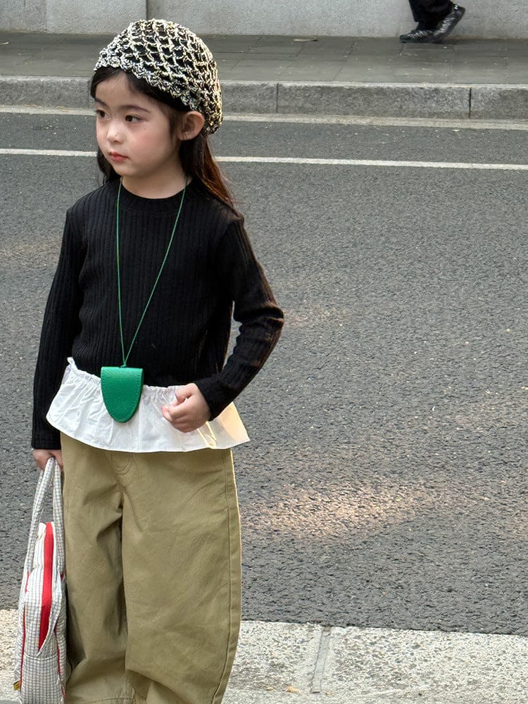 長袖Tシャツ ペプラムフリル長袖Tシャツカットソー【mh0011038】