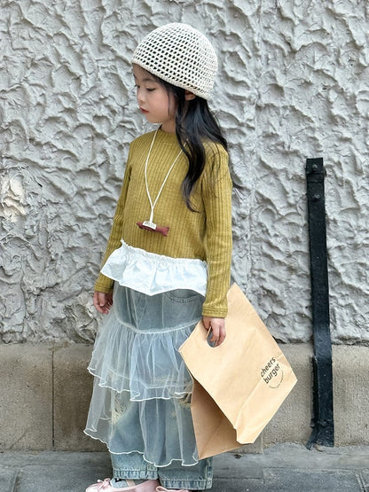 長袖Tシャツ ペプラムフリル長袖Tシャツカットソー【mh0011038】