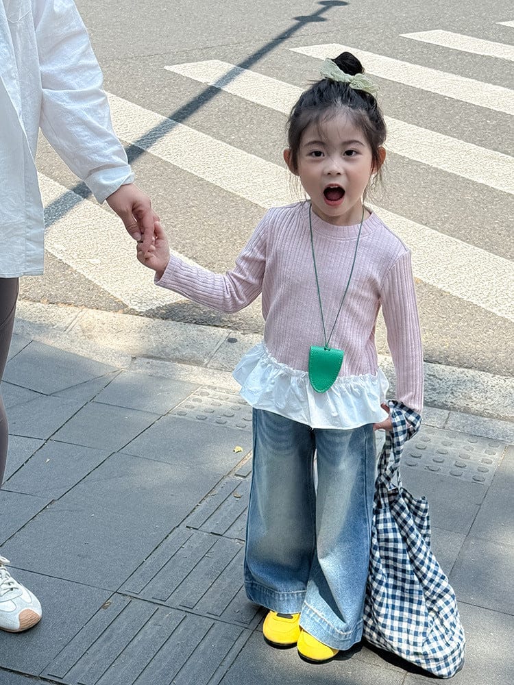 長袖Tシャツ ペプラムフリル長袖Tシャツカットソー【mh0011038】