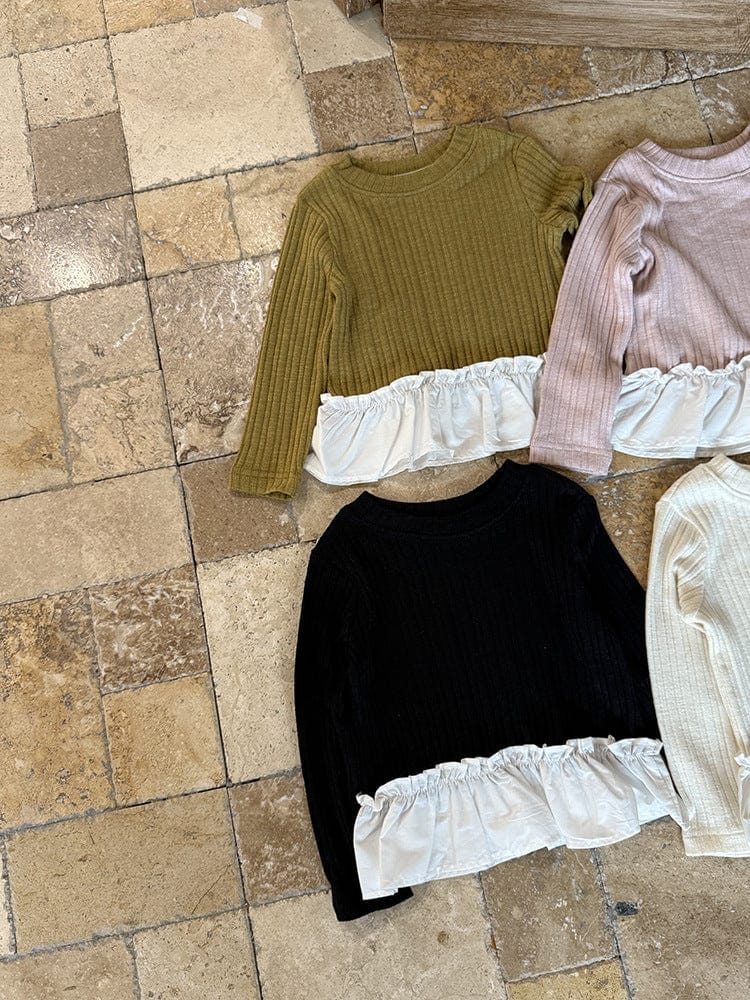 長袖Tシャツ ペプラムフリル長袖Tシャツカットソー【mh0011038】