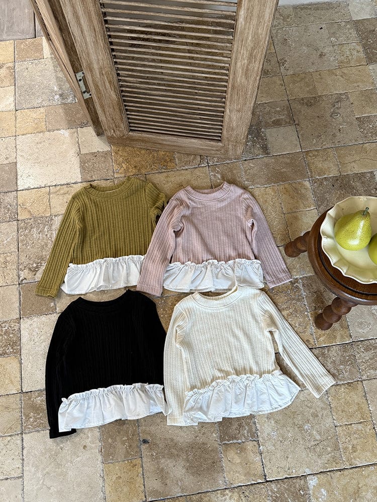 長袖Tシャツ ペプラムフリル長袖Tシャツカットソー【mh0011038】