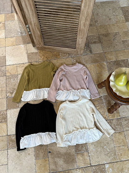 長袖Tシャツ ペプラムフリル長袖Tシャツカットソー【mh0011038】