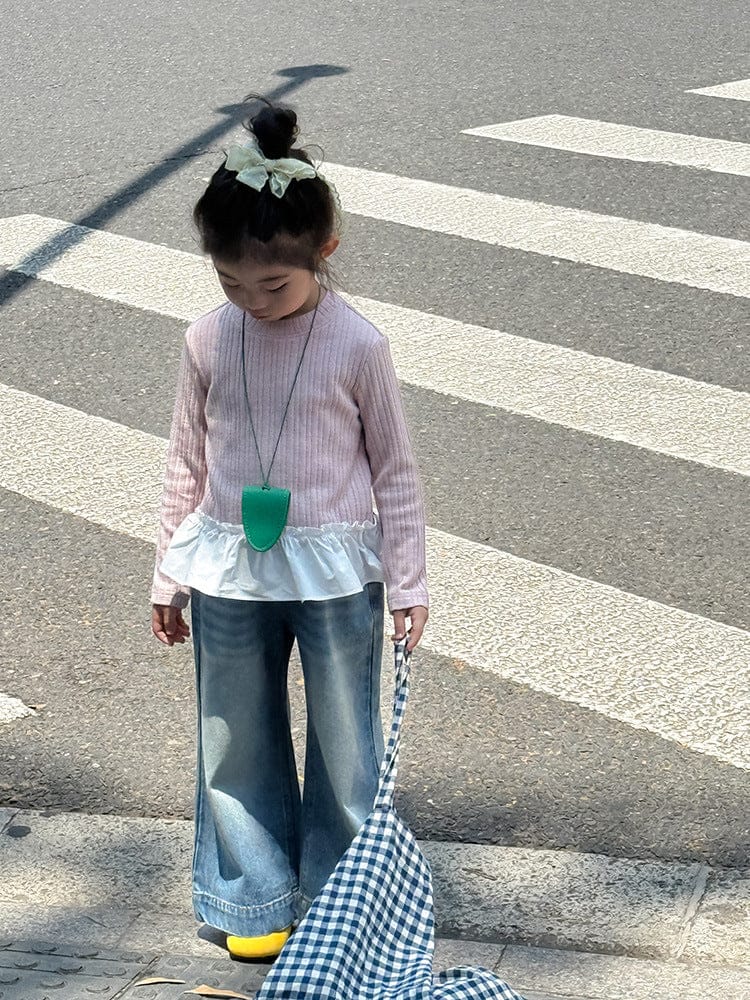 長袖Tシャツ ペプラムフリル長袖Tシャツカットソー【mh0011038】