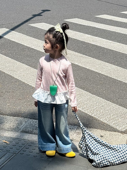 長袖Tシャツ ペプラムフリル長袖Tシャツカットソー【mh0011038】