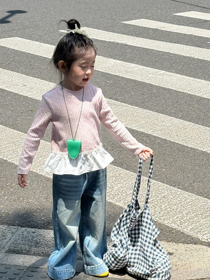 長袖Tシャツ ペプラムフリル長袖Tシャツカットソー【mh0011038】