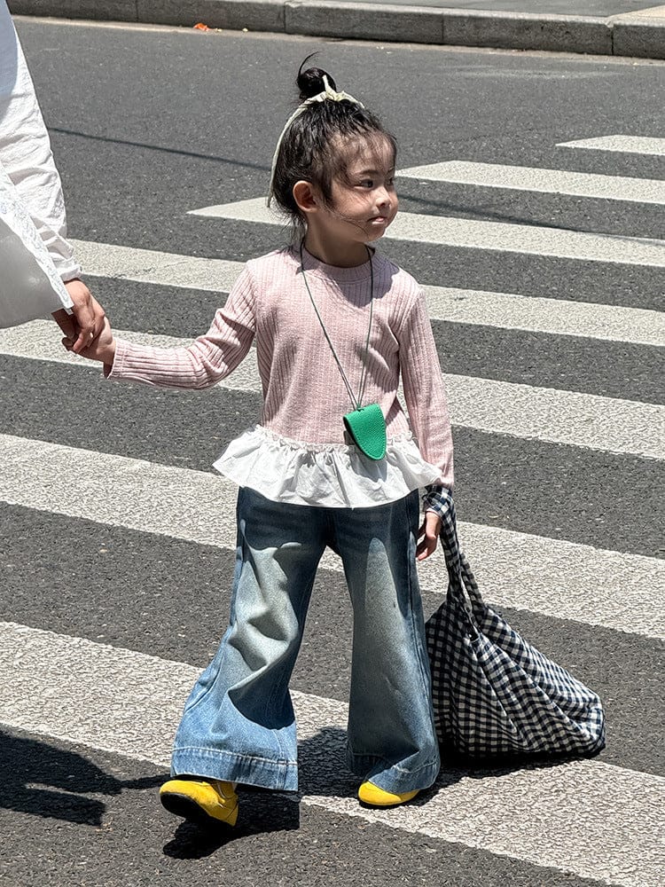 長袖Tシャツ ペプラムフリル長袖Tシャツカットソー【mh0011038】