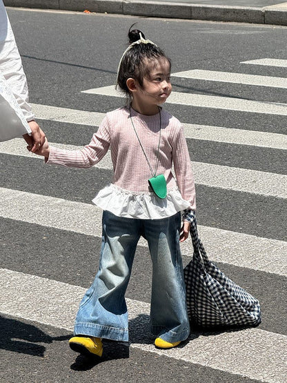 長袖Tシャツ ペプラムフリル長袖Tシャツカットソー【mh0011038】