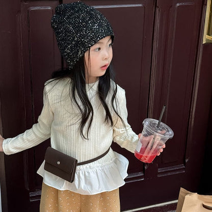 長袖Tシャツ ペプラムフリル長袖Tシャツカットソー【mh0011038】