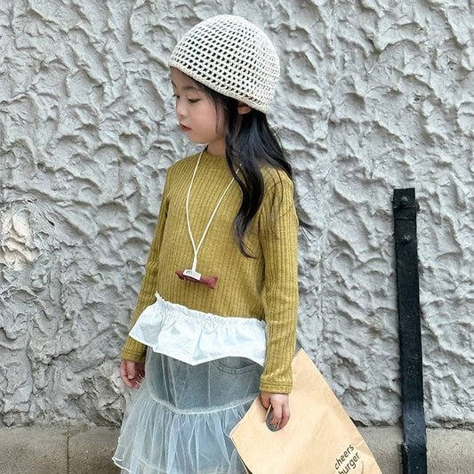 長袖Tシャツ ペプラムフリル長袖Tシャツカットソー【mh0011038】