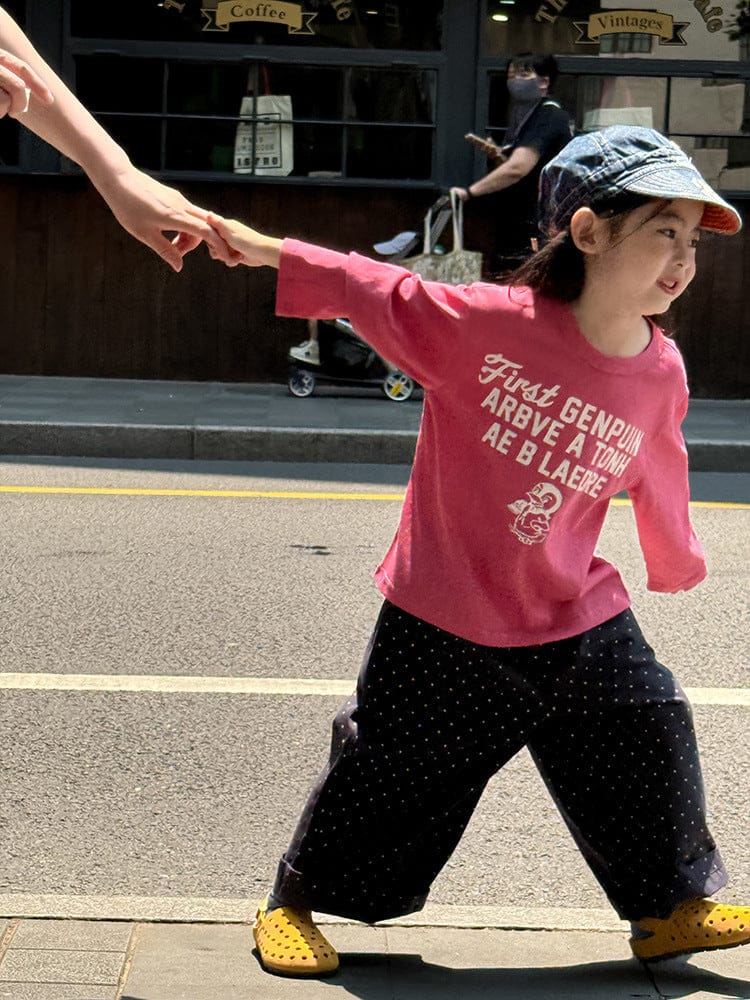 長袖Tシャツ ペンギン柄プリントTシャツ ロゴ入り長袖トップス【mh0011055】