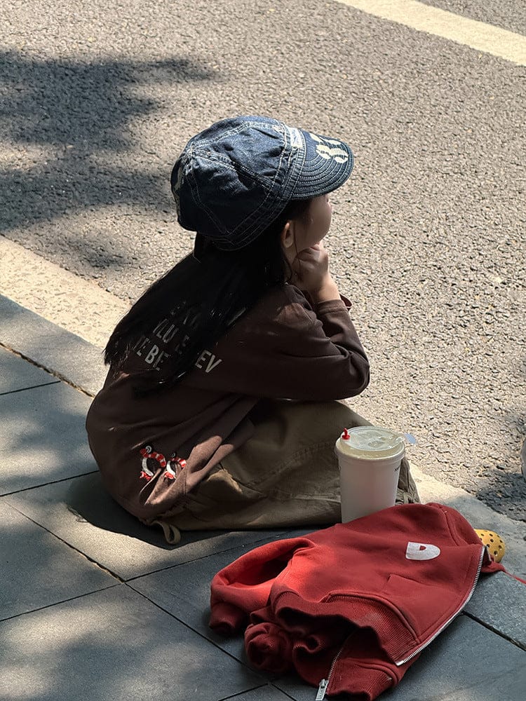 長袖Tシャツ ペンギン柄プリントTシャツ ロゴ入り長袖トップス【mh0011055】