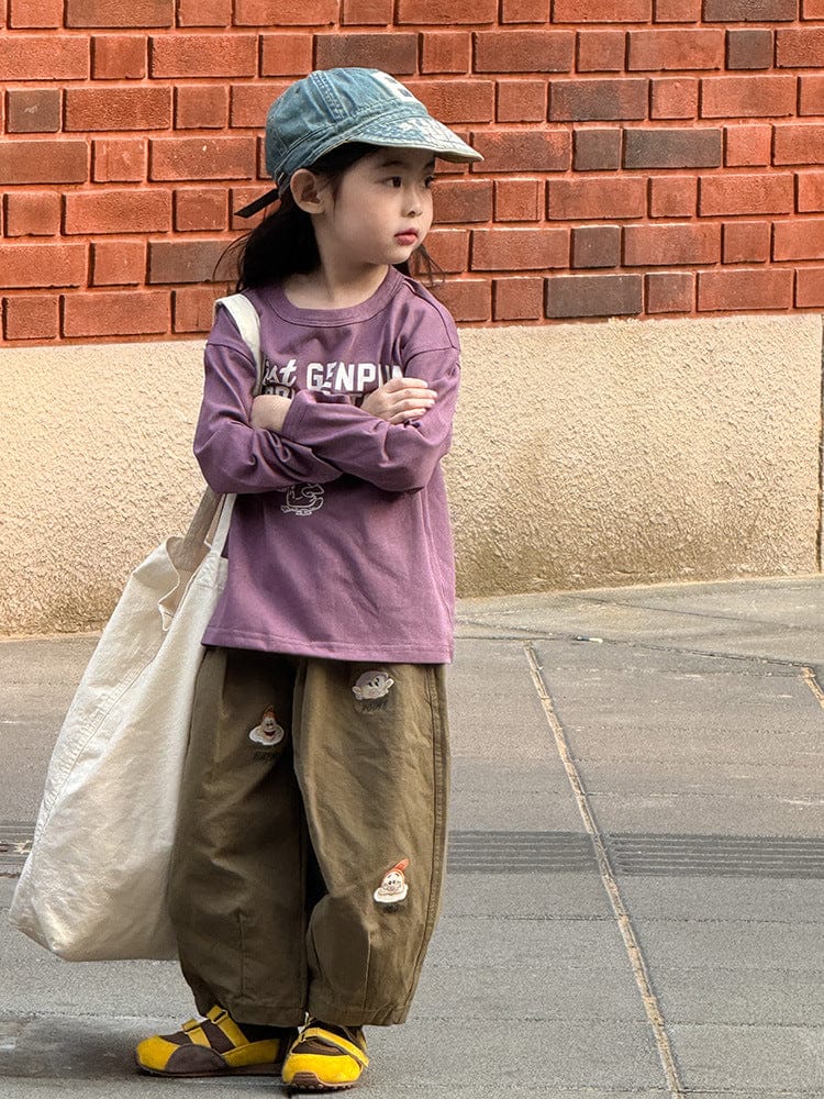 長袖Tシャツ ペンギン柄プリントTシャツ ロゴ入り長袖トップス【mh0011055】