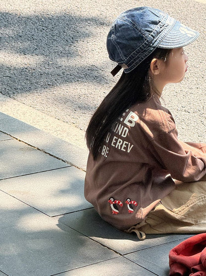 長袖Tシャツ ペンギン柄プリントTシャツ ロゴ入り長袖トップス【mh0011055】