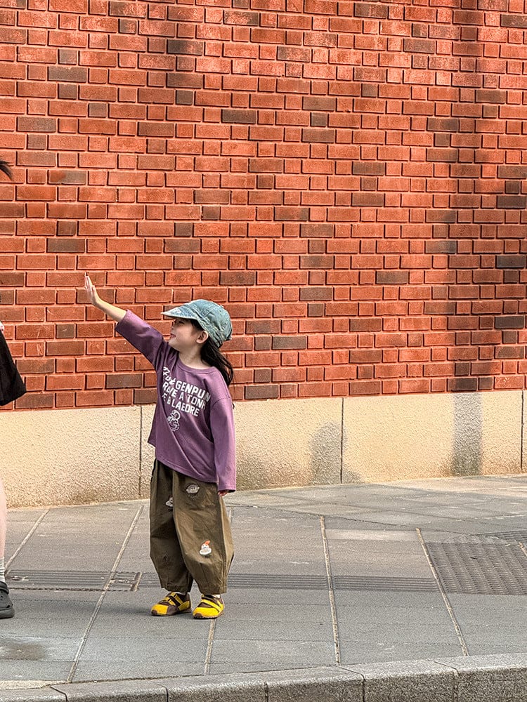 長袖Tシャツ ペンギン柄プリントTシャツ ロゴ入り長袖トップス【mh0011055】