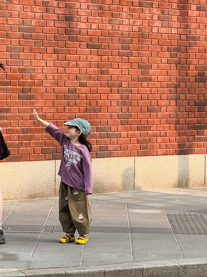 長袖Tシャツ ペンギン柄プリントTシャツ ロゴ入り長袖トップス【mh0011055】