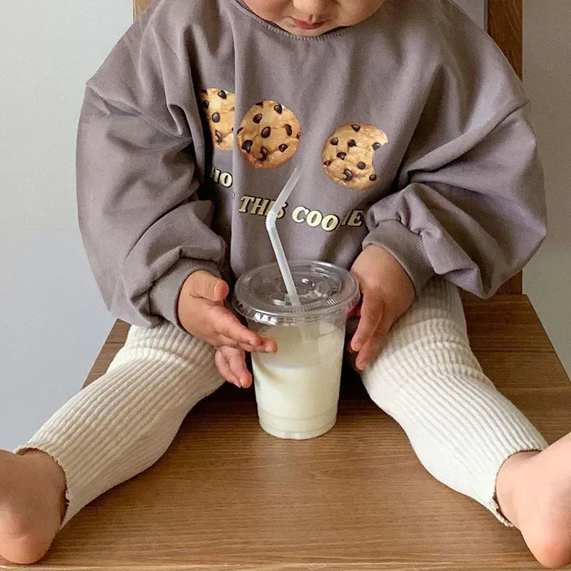 長袖Tシャツ キッズ長袖Tシャツ クッキープリント ロンT ルーズシルエット
