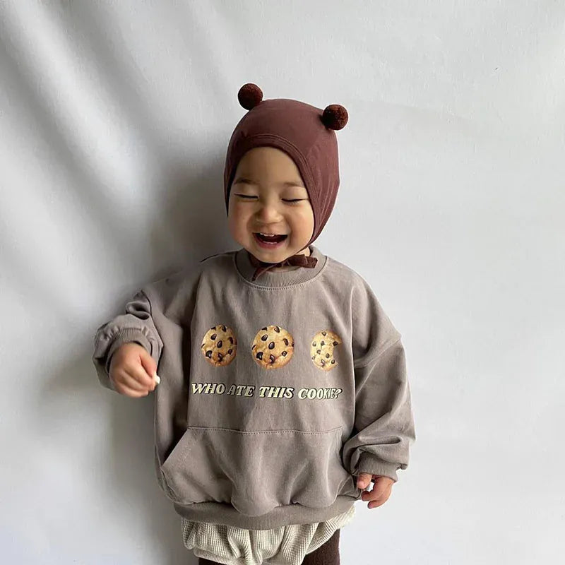 長袖Tシャツ キッズ長袖Tシャツ クッキープリント ロンT ルーズシルエット
