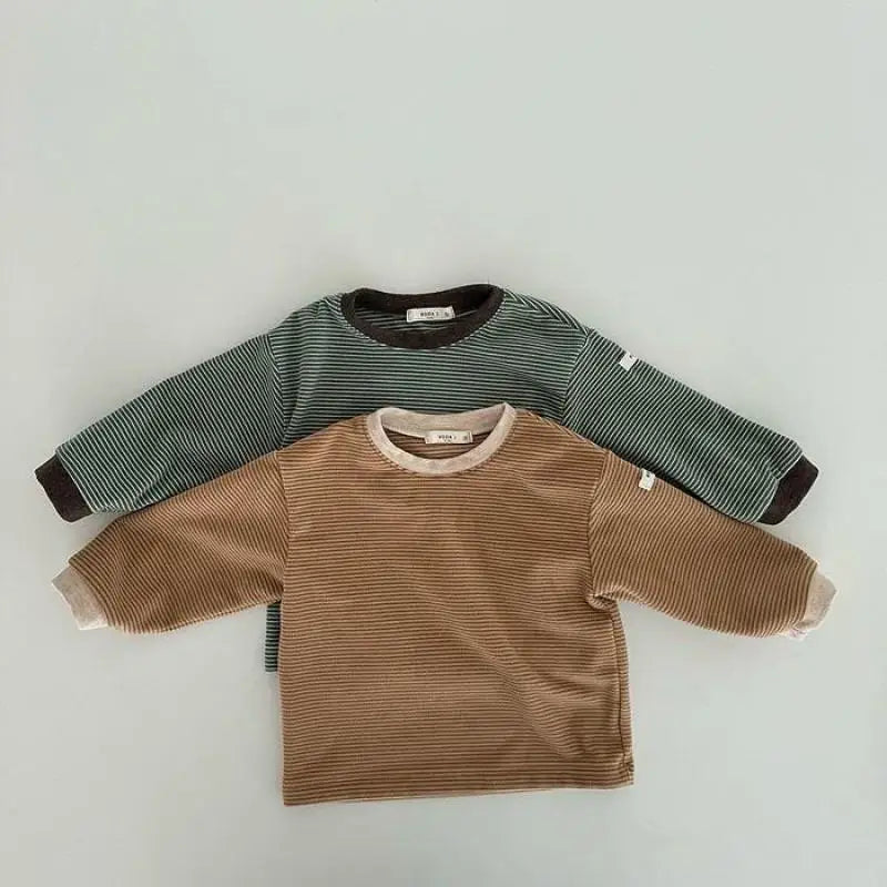 長袖Tシャツ ベビートップス 長袖Tシャツ ボーダー柄 ロンT 2カラー