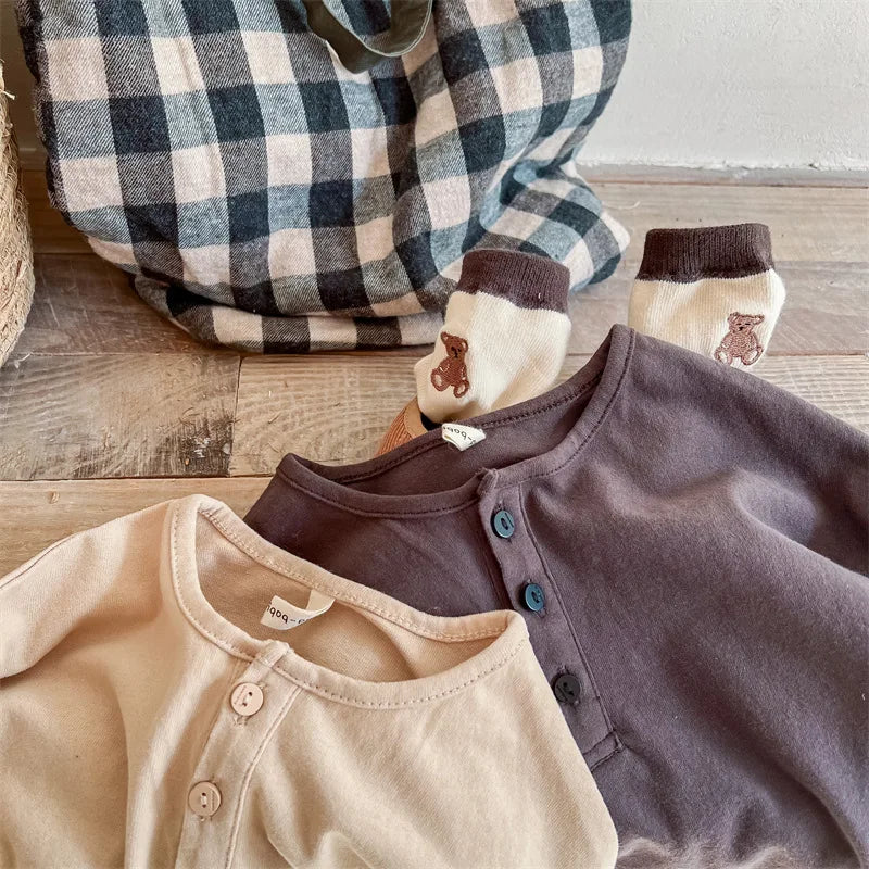 長袖Tシャツ キッズトップス 長袖Tシャツ ロンT バック スマイル レターロゴ プリント カーキ/ダークグレー/2カラー