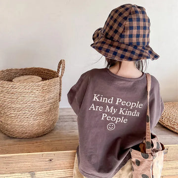 長袖Tシャツ キッズトップス 長袖Tシャツ ロンT バック スマイル レターロゴ プリント カーキ/ダークグレー/2カラー