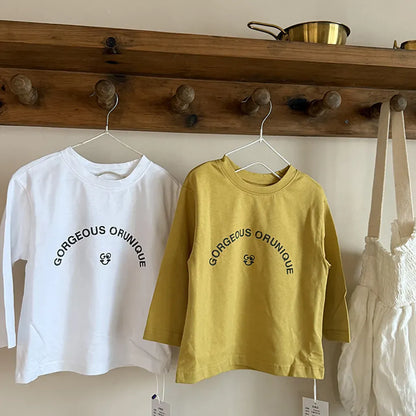 長袖Tシャツ 落書き風キャラクターTシャツ ロゴ入りバックプリント長袖Tシャツ【mh0011065】