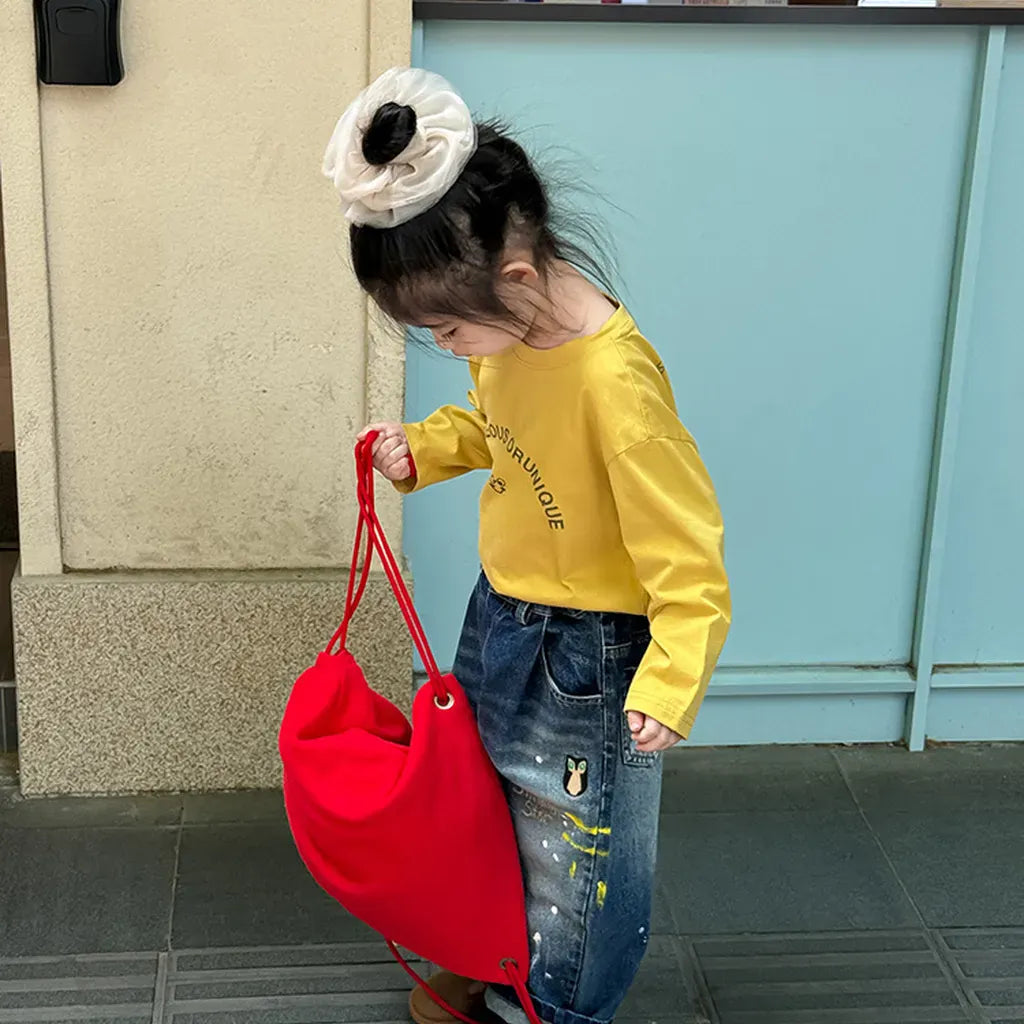 長袖Tシャツ 落書き風キャラクターTシャツ ロゴ入りバックプリント長袖Tシャツ【mh0011065】