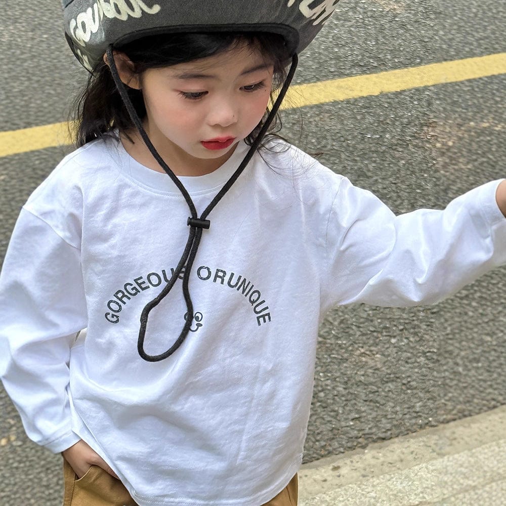 長袖Tシャツ 落書き風キャラクターTシャツ ロゴ入りバックプリント長袖Tシャツ【mh0011065】