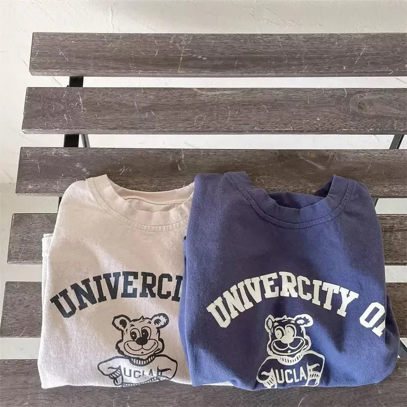 半袖Tシャツ ベビーキッズトップス 半袖Tシャツ UCLAくまベアプリント カレッジTシャツ 2カラー【mh0005781】