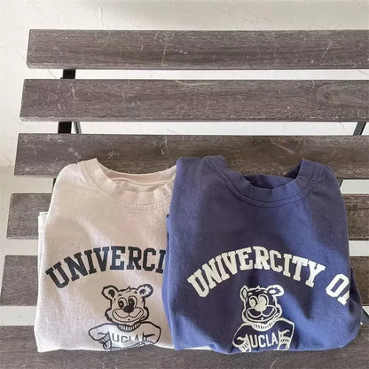 半袖Tシャツ ベビーキッズトップス 半袖Tシャツ UCLAくまベアプリント カレッジTシャツ 2カラー【mh0005781】