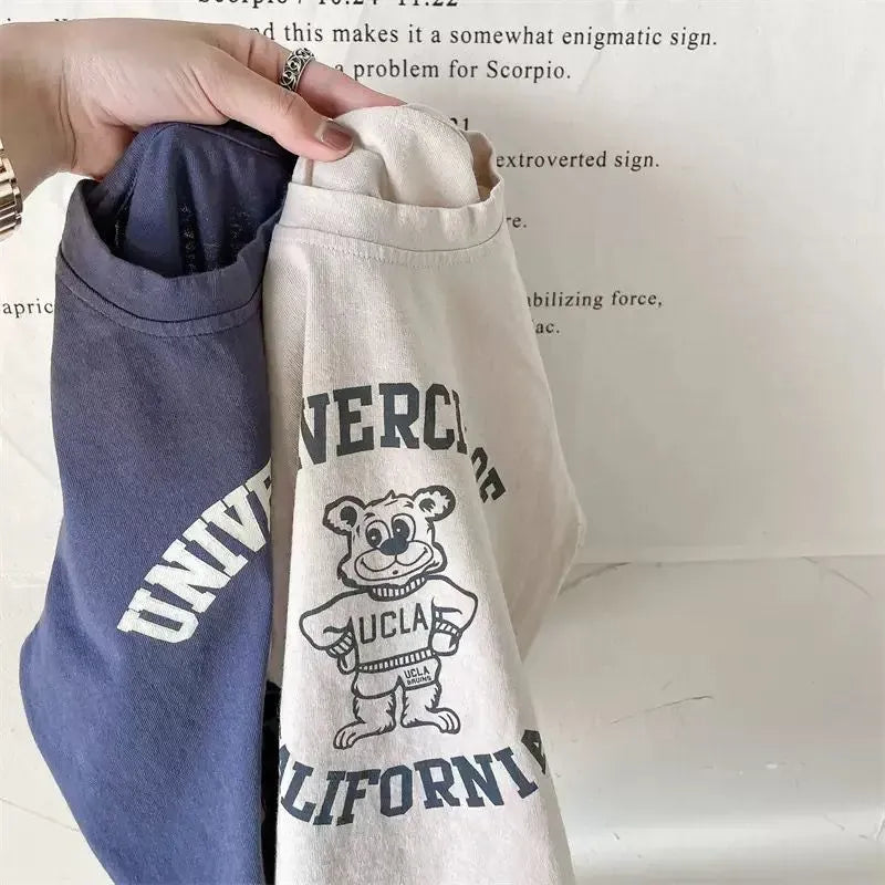 半袖Tシャツ ベビーキッズトップス 半袖Tシャツ UCLAくまベアプリント カレッジTシャツ 2カラー【mh0005781】