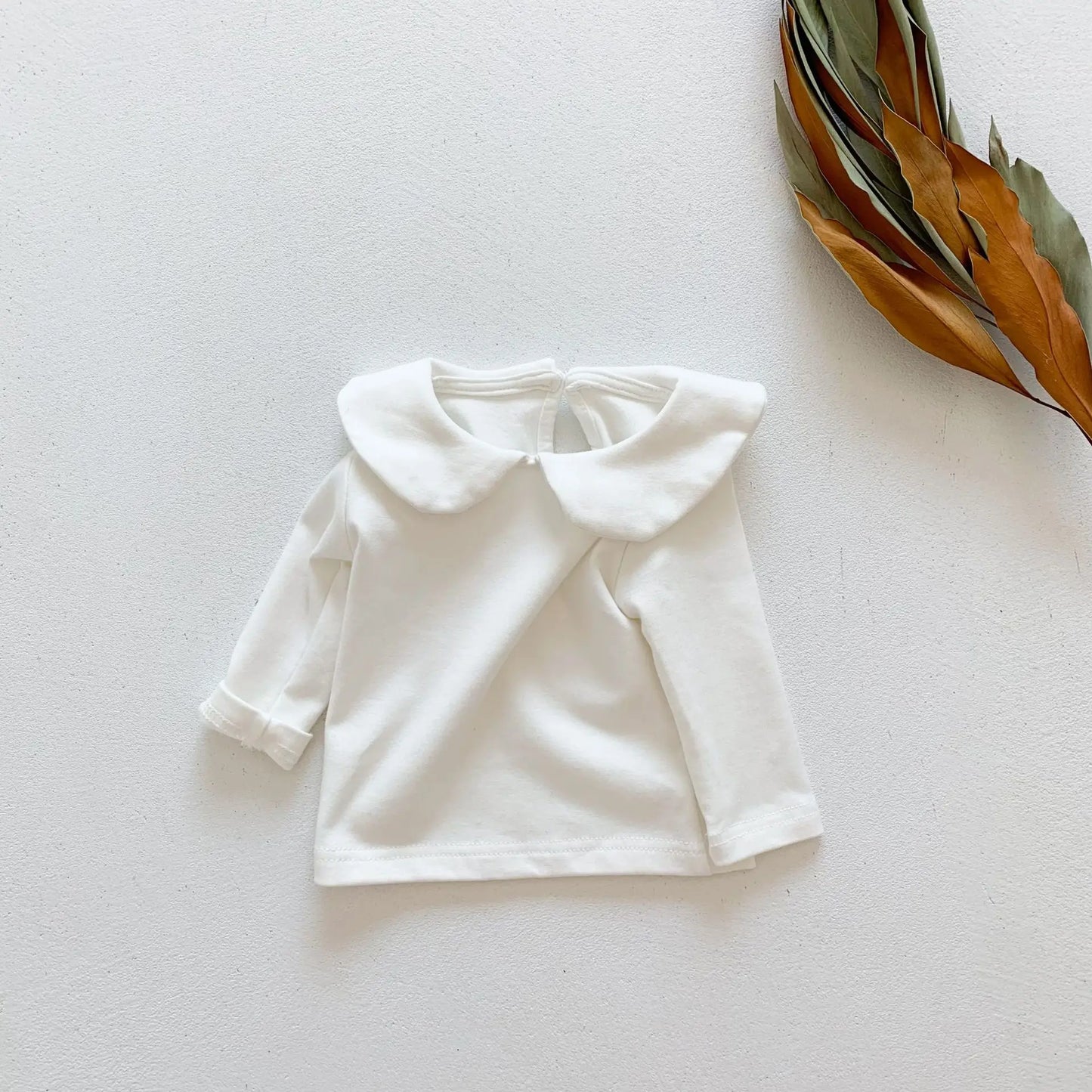 長袖Tシャツ white / 6M  66cm ベビートップス 丸襟Tシャツブラウス シンプルベーシック 2カラー